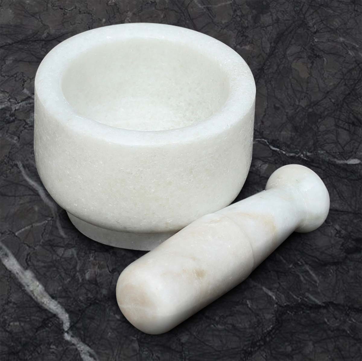  Bits & Pieces - Handmade 4.1 Inch Large Mortar & Pestle In White Marble   - Buy in Bulk Wholesale