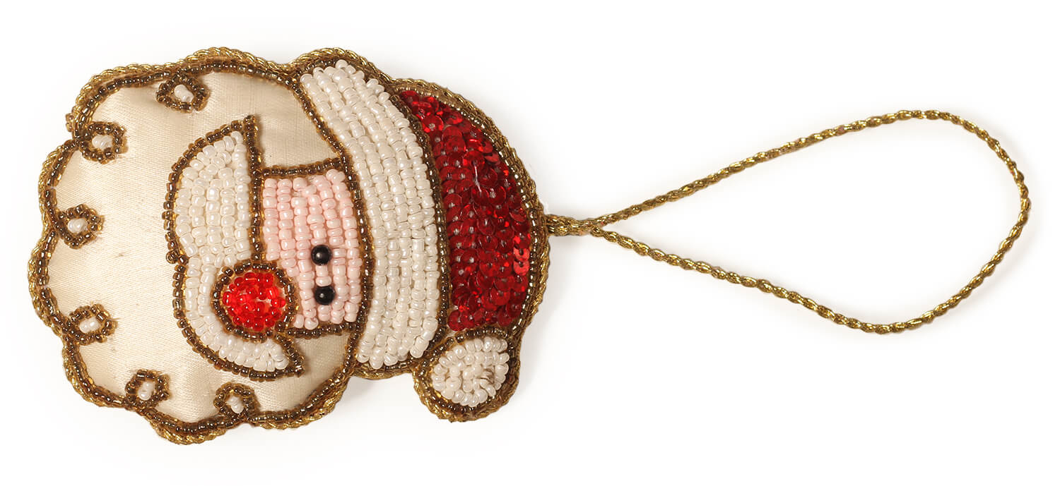 ArtistryBazaar 2.5"x3.5" Handmade Zari & Sequin Santa Claus ChristmasDécor Hanging.