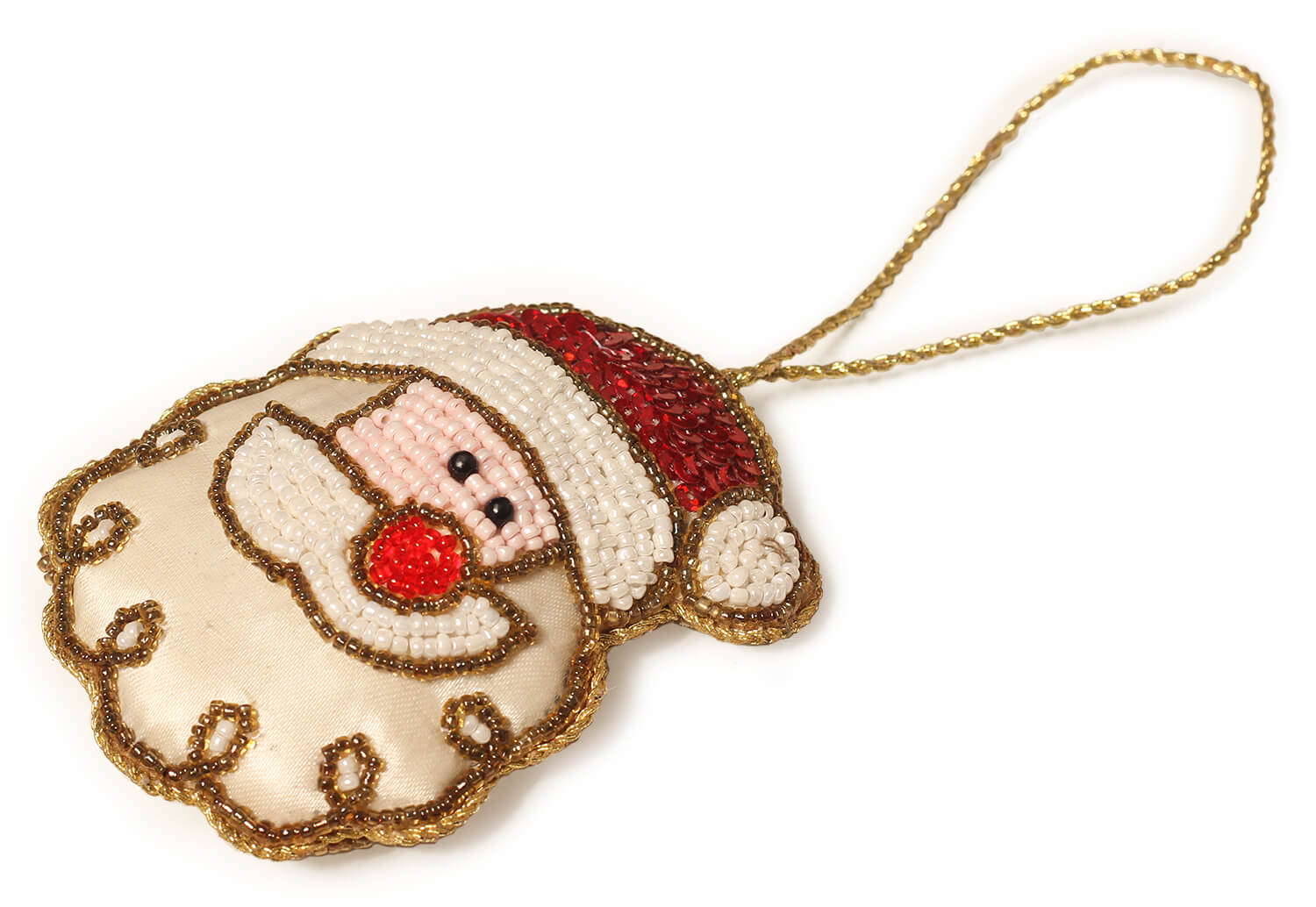 ArtistryBazaar 2.5"x3.5" Handmade Zari & Sequin Santa Claus ChristmasDécor Hanging.