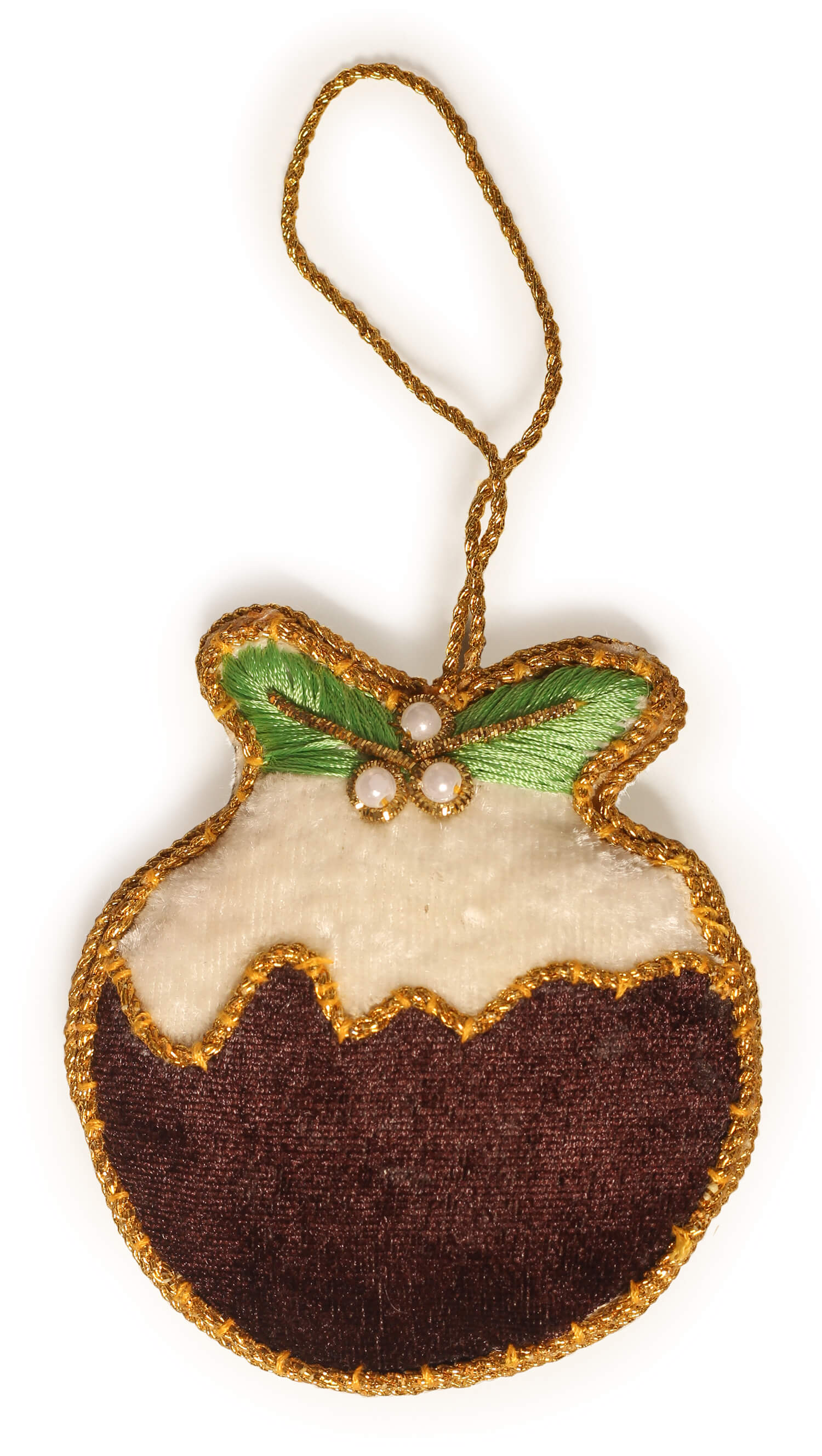 ArtistryBazaar 3.5"x3"  Pudding themed Zari & Sequin Christmas décor