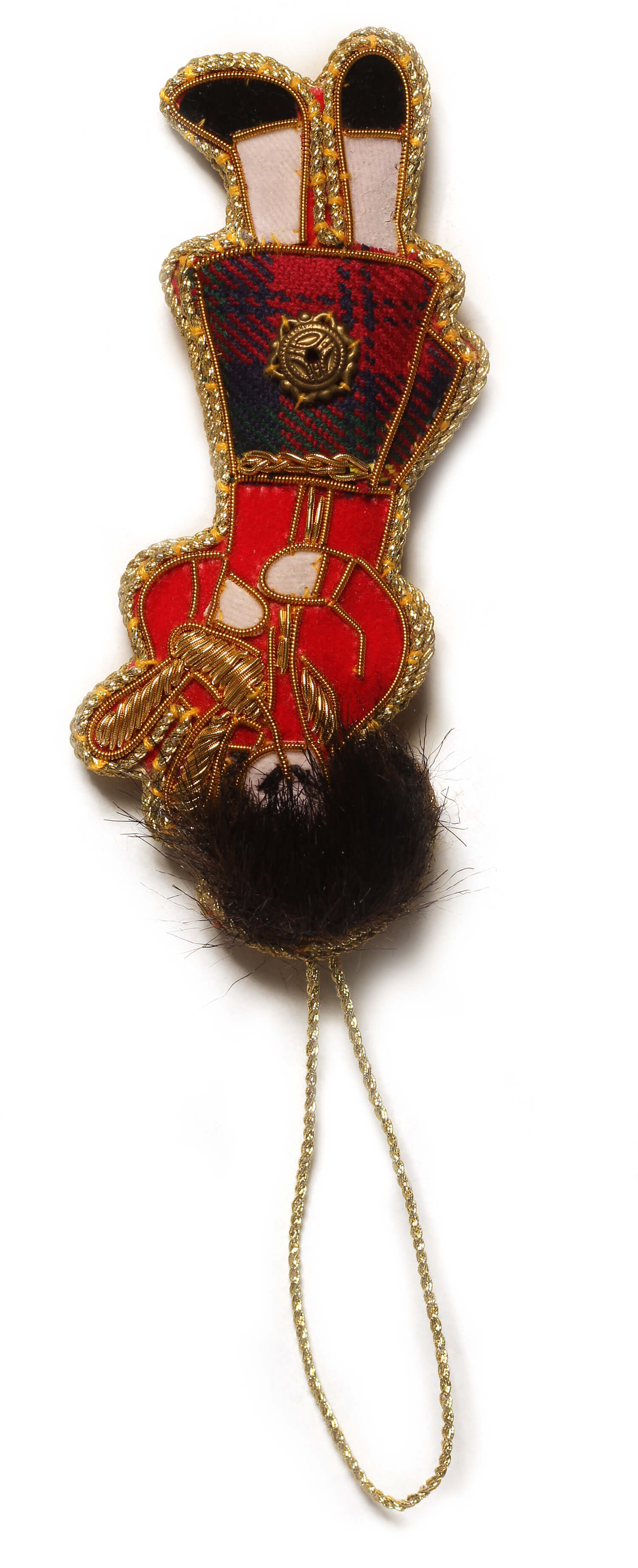 ArtostryBazaar 5" x 2" Orange Scottish Bagpipe Xmas Ornament.Handstiched with Zari thread and cotton