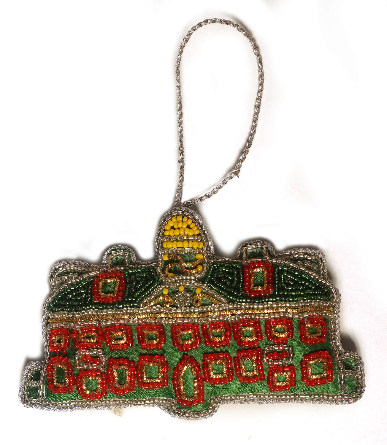 ArtistryBazaar 3"x4.5"  Sparkling Green and red Palace Christmas Ornament