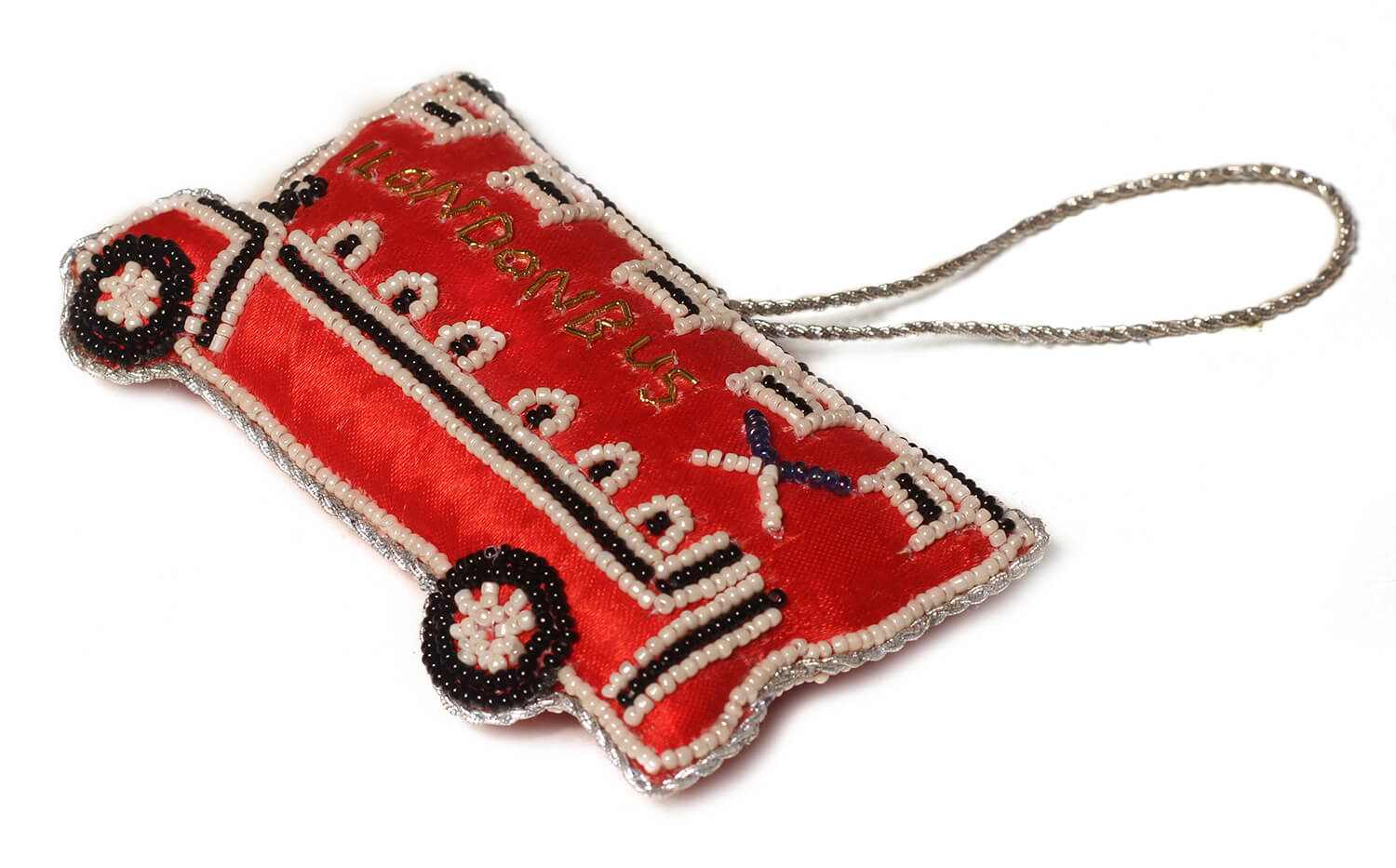 ArtistryBazaar 2" x 4" Orange Colored London Bus Zari Thread and sequince Xmas Décor