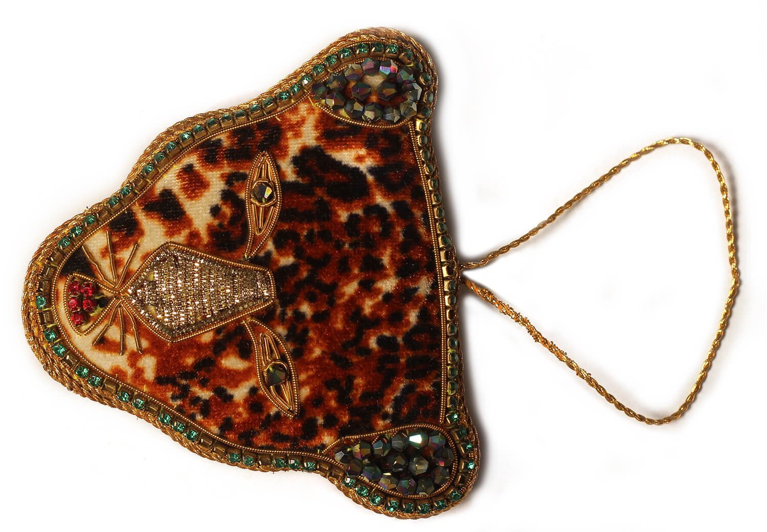 ArtistryBazaar 3.5" X 4" Luxurious Leopard Zari Thread Ornament Handcrafted from Zari threads, cotton and Sequins for details.