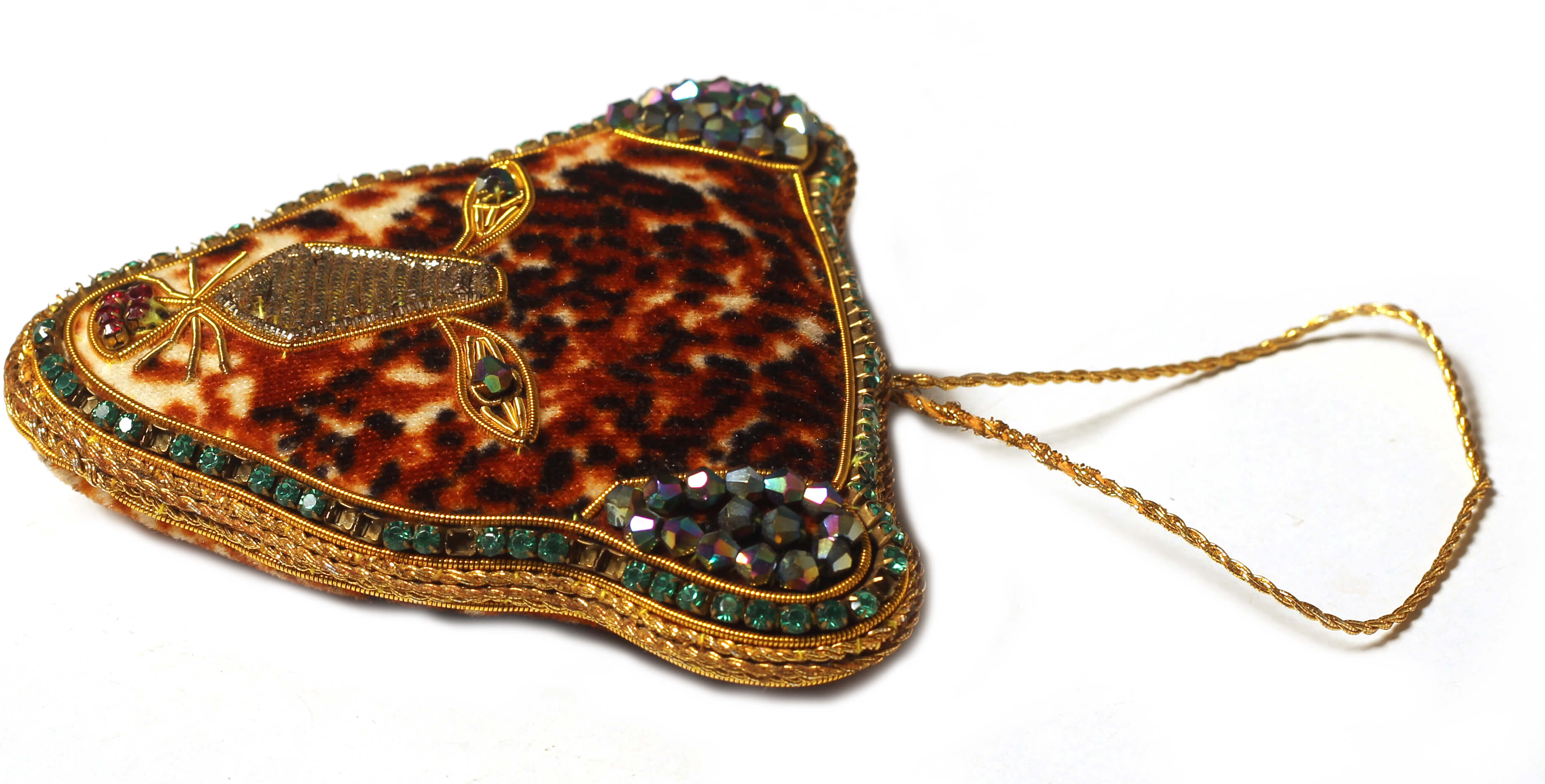 ArtistryBazaar 3.5" X 4" Luxurious Leopard Zari Thread Ornament Handcrafted from Zari threads, cotton and Sequins for details.