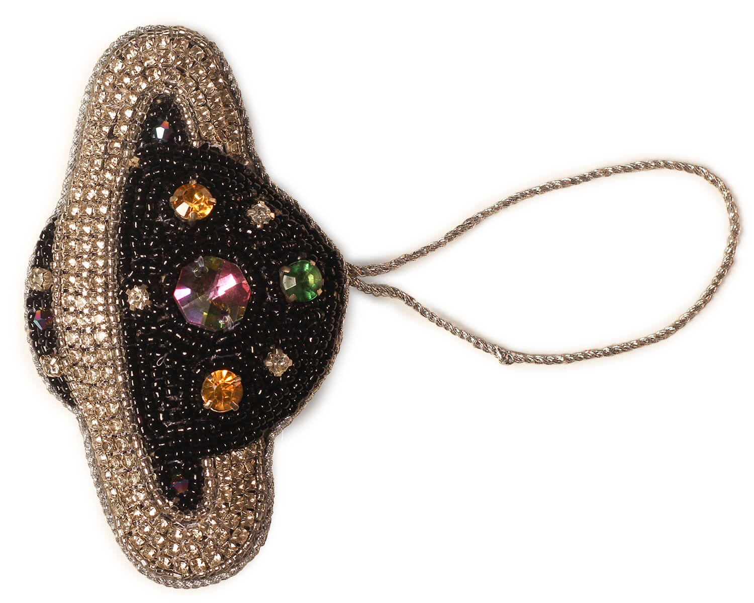 ArtistryBazaar 2.8" x 4.3" Blue Mysterious Zari Thread with stone UFO Ornament