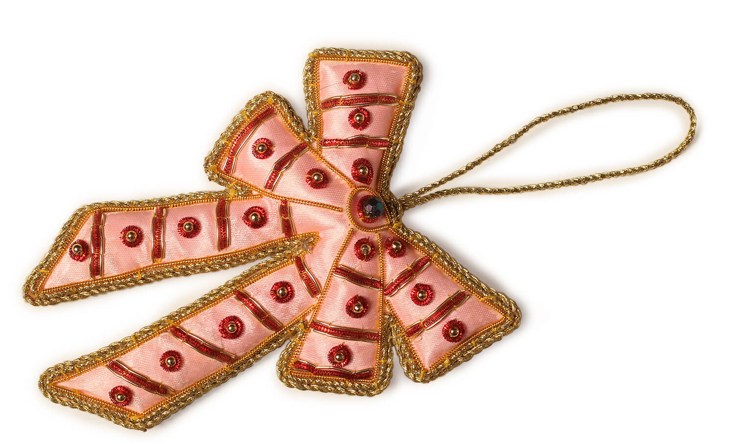 ArtistryBazaar 3.5"x4" Pretty Pink and Red Zari Thread Bow Décor