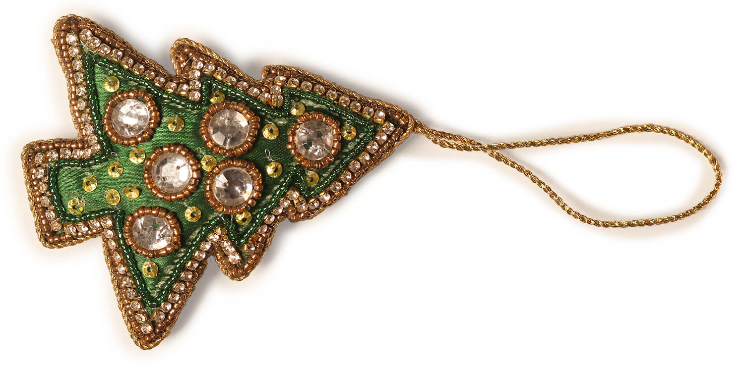 ArtistryBazaar 4"x3.5" Handcrafted Zari thread christmas tree.