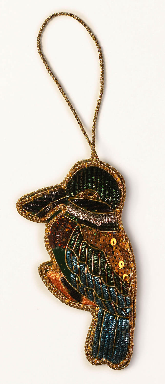 ArtistryBazaar 4.5"x2" Enchanting Jewelled Zari Thread Bird Ornament