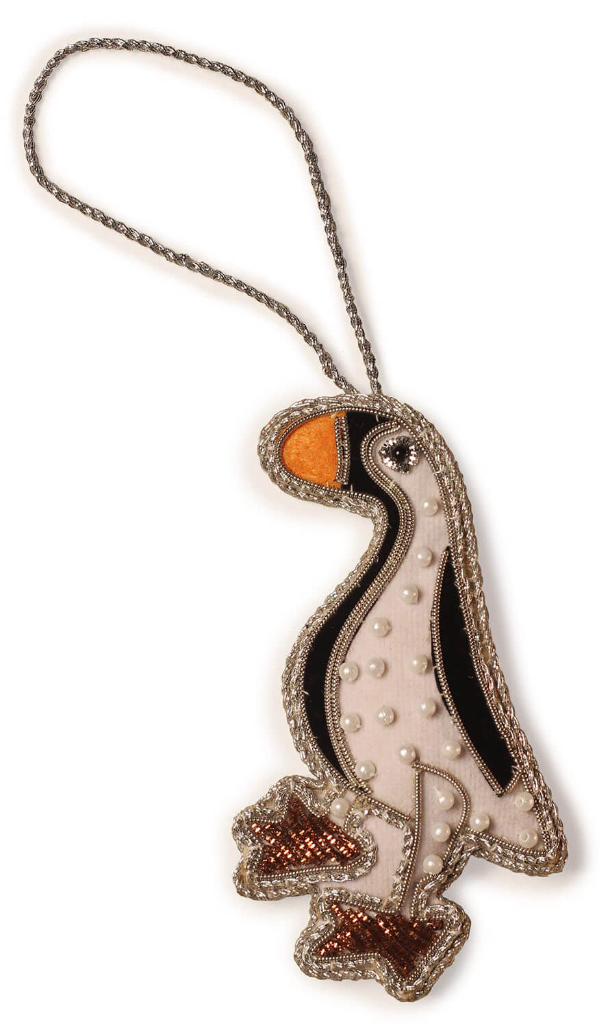 ArtistryBazaar 4"x2" Shimmering Zari Thread Seabird Ornament