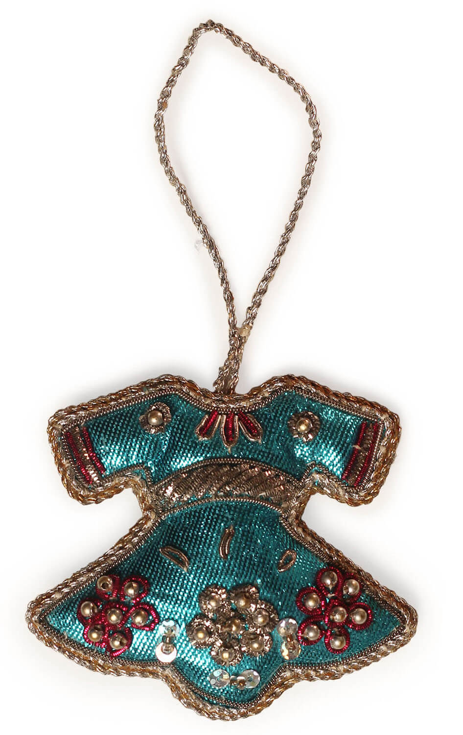 ArtistryBazaar 2.2" x 3" Blue Sparkling Zari Thread Frock Ornament