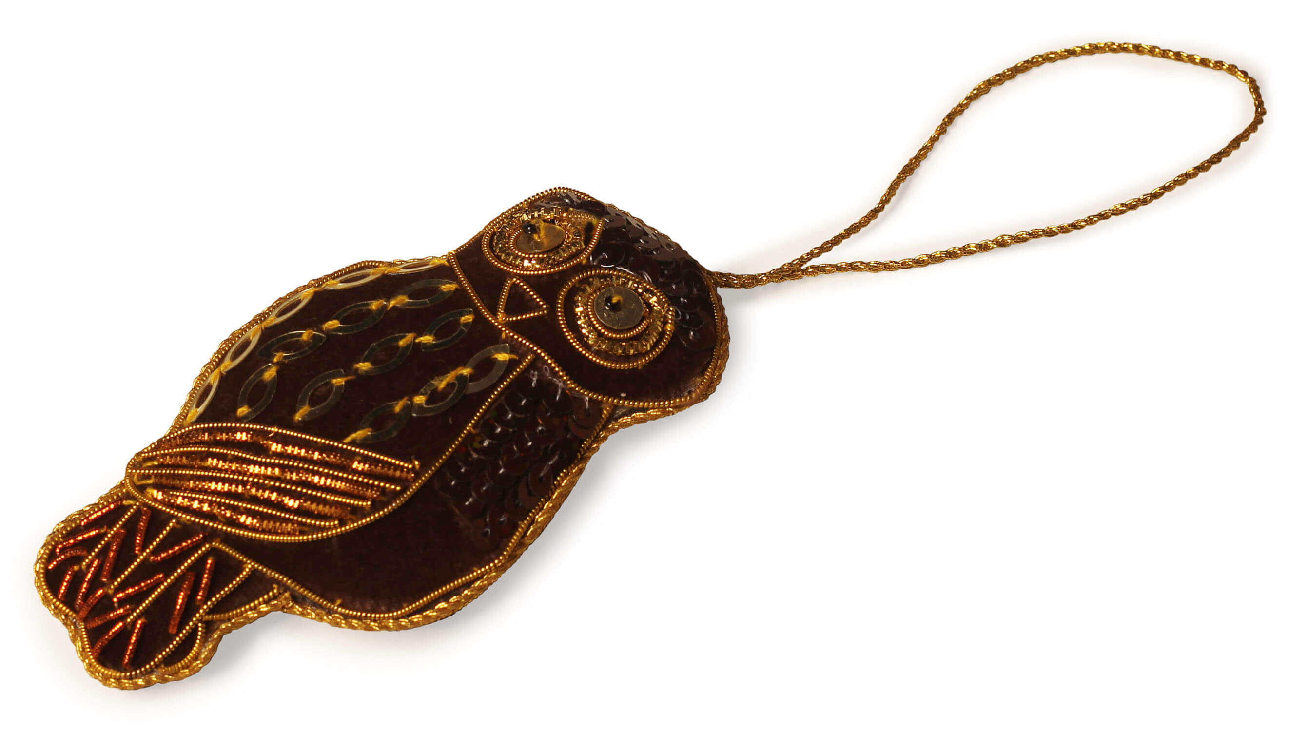 ArtistryBazaar 4" x 2" Wise Zari Thread Owl Ornament