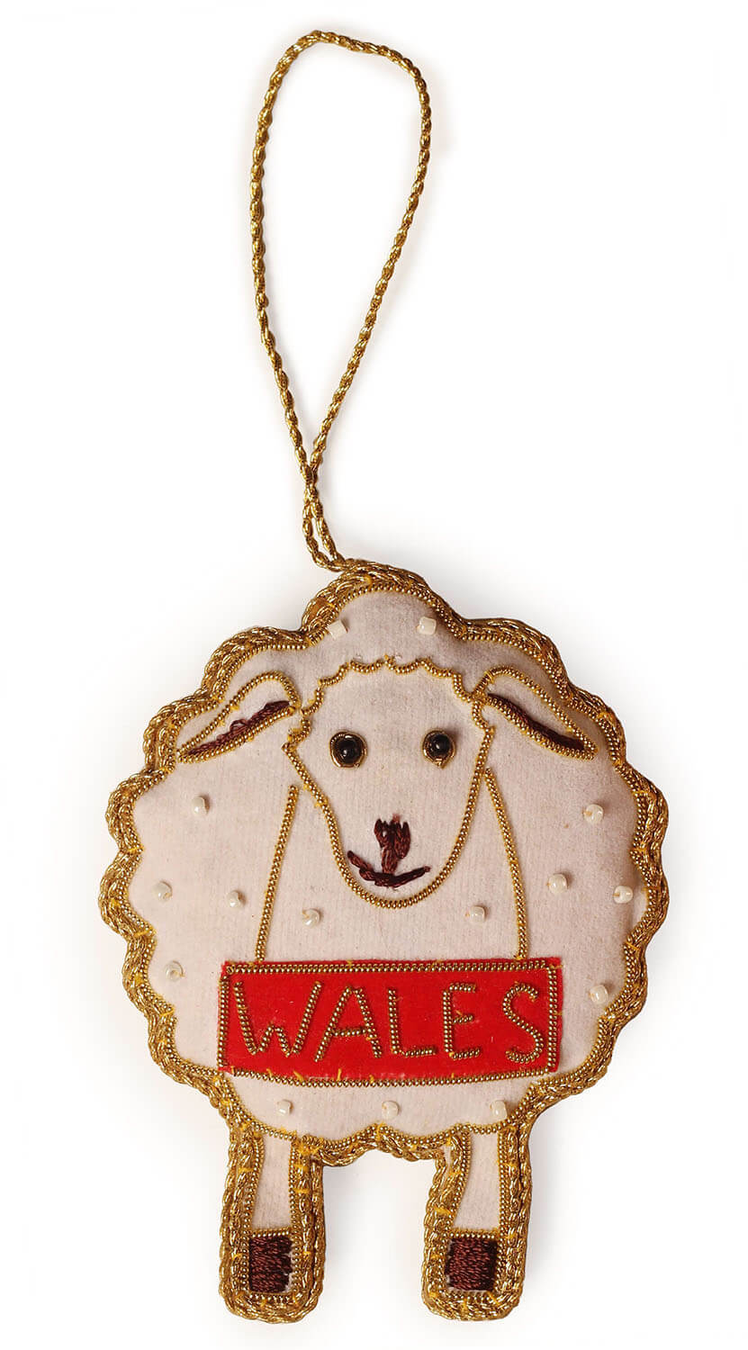 ArtistryBazaar 4"x3" Wooly Zari Thread Sheep themed Ornament 