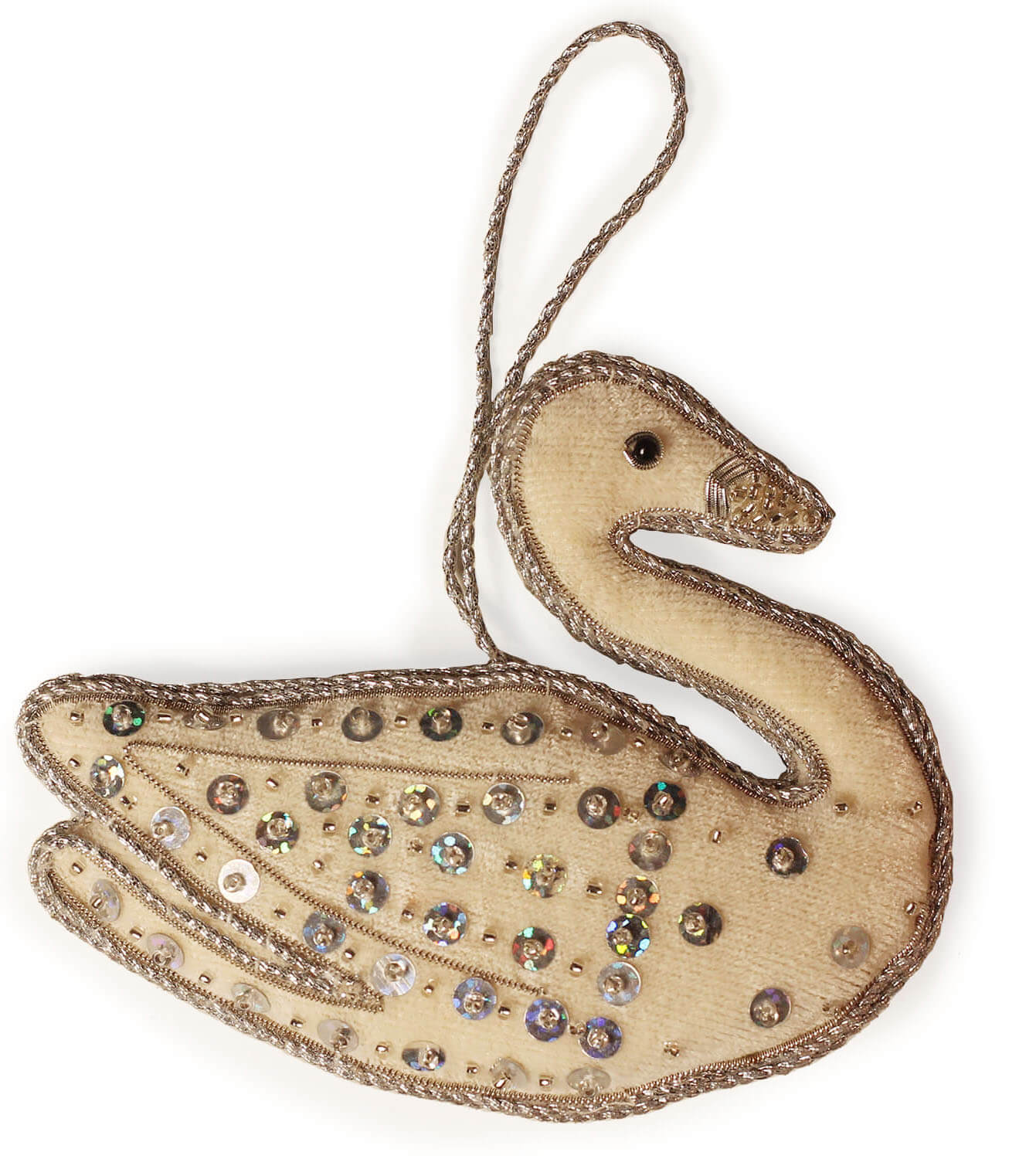ArtistryBazaar 3.1"x4.5" Elegant Zari Thread white Swan décor