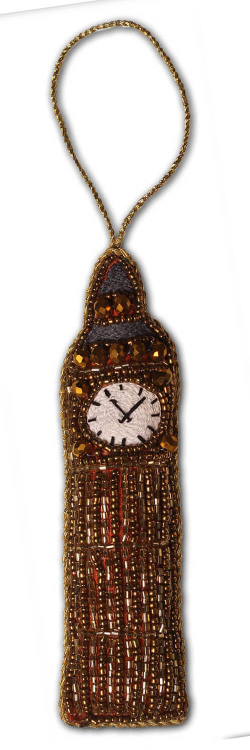 ArtistryBazaar 5.5" x 1.5" London Town Zari Thread Clock Tower