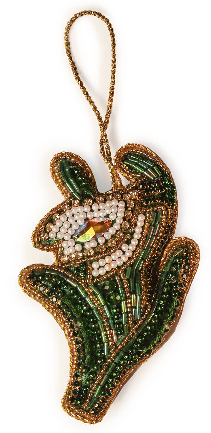 ArtistryBazaar 4.5"x 2.5" Green Prickly Zari Thread Cactus 