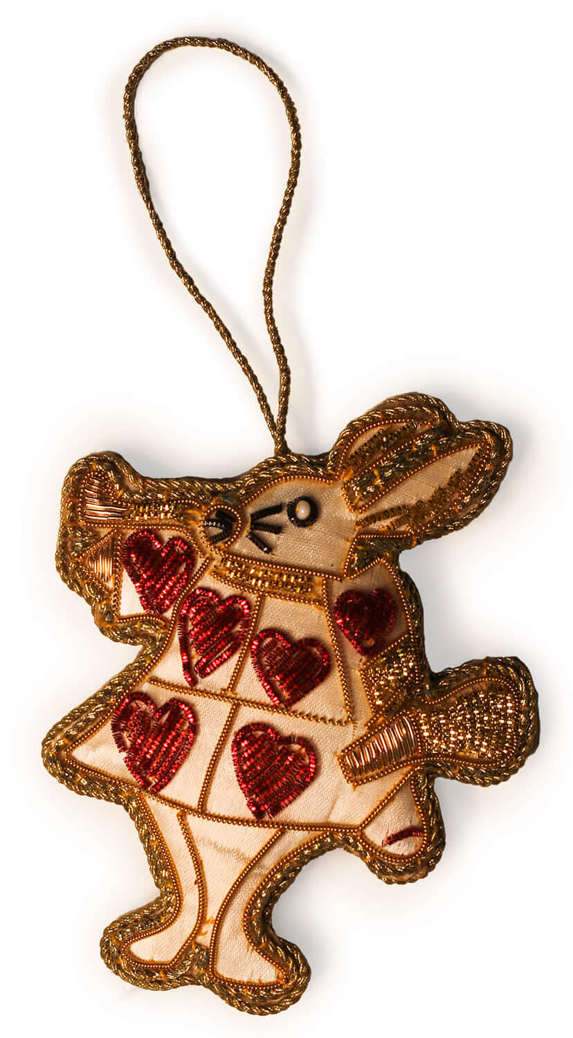 ArtistryBazaar 4.5"x 3"  Zari Thread Bunny Ornament