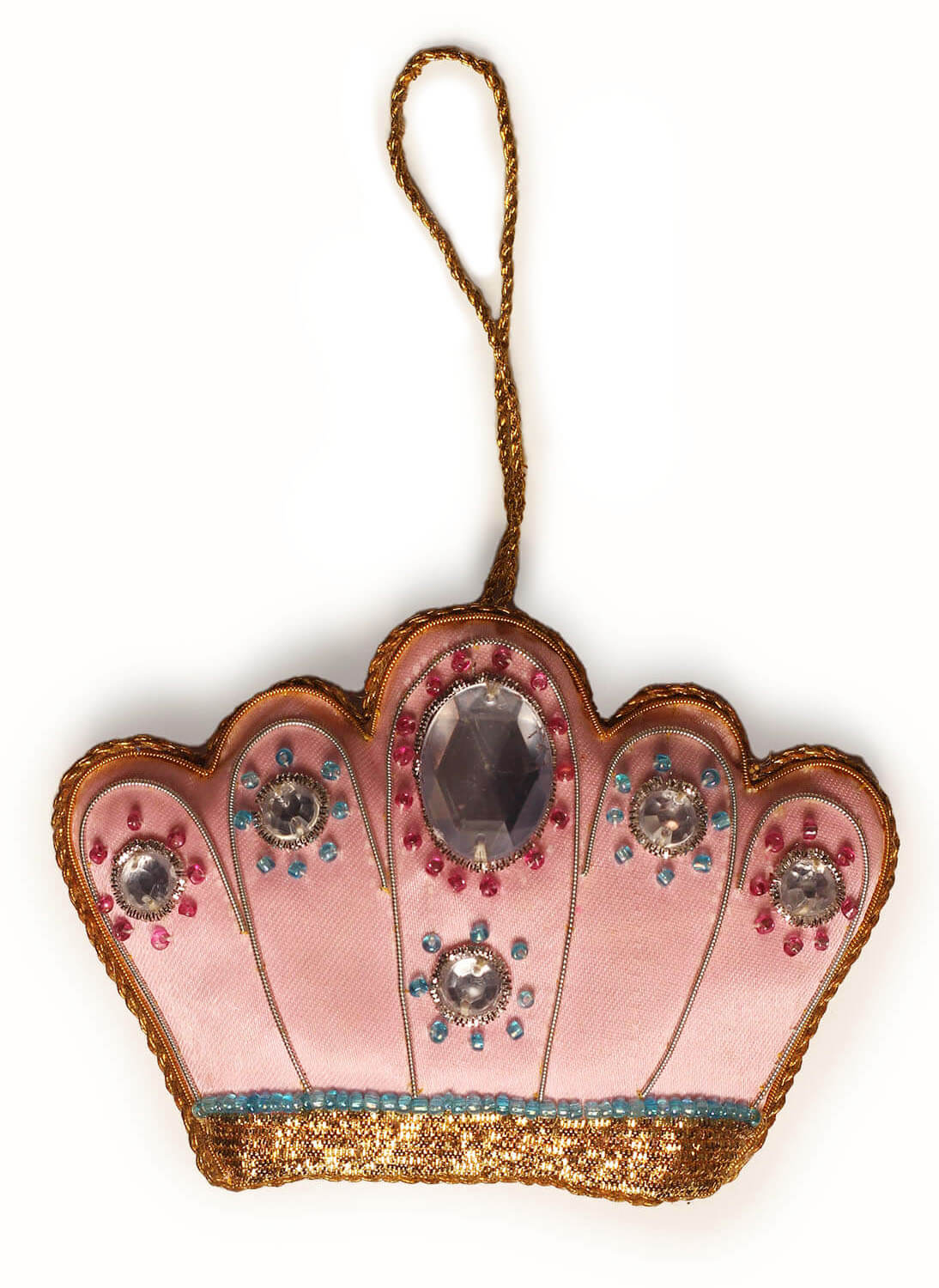 ArtistryBazaar 3"x 4.5" Sparkling Zari Thread Pink Crown