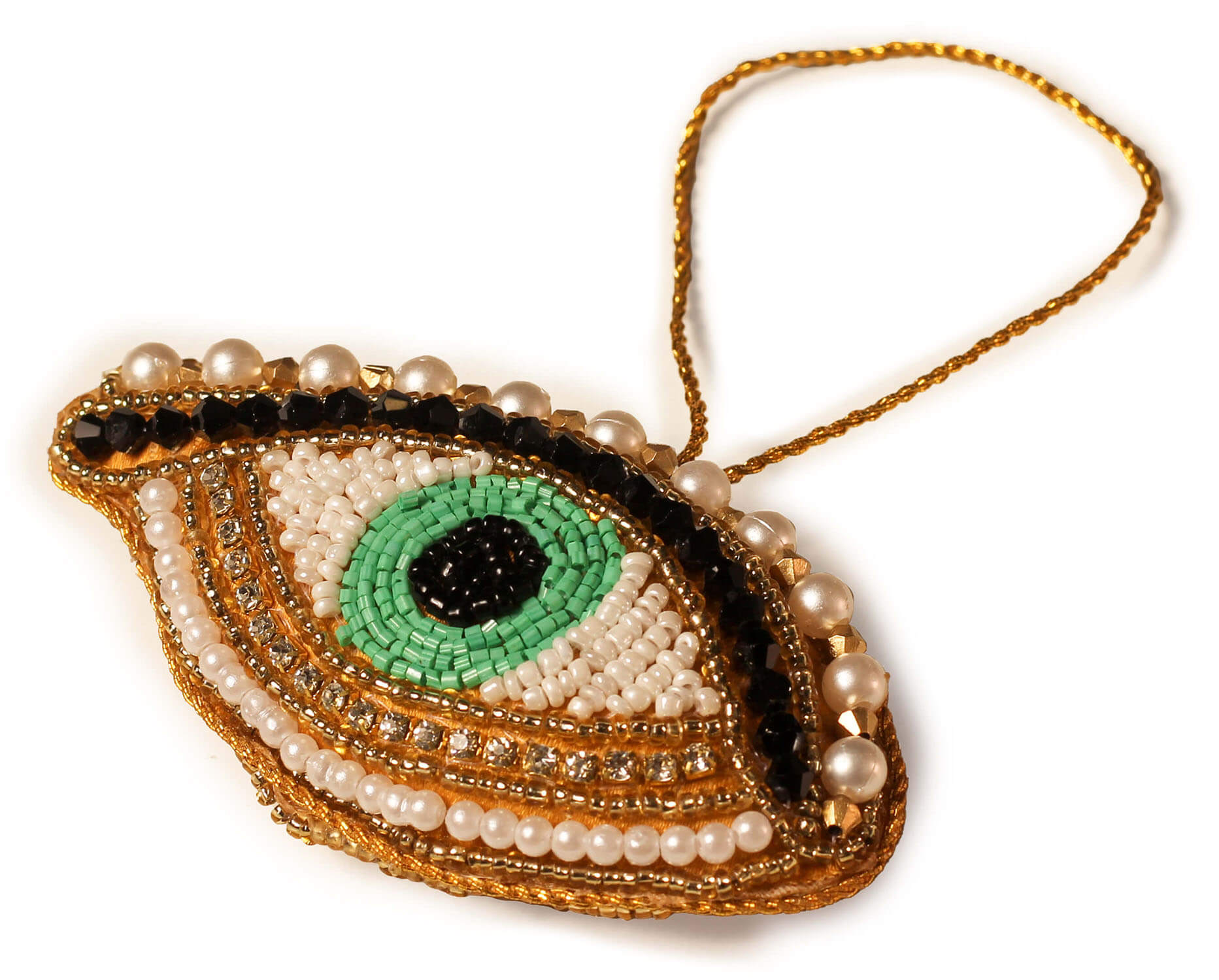 ArtistryBazaar 2"x 3.5" Sparkling Zari Thread Eye Ornament