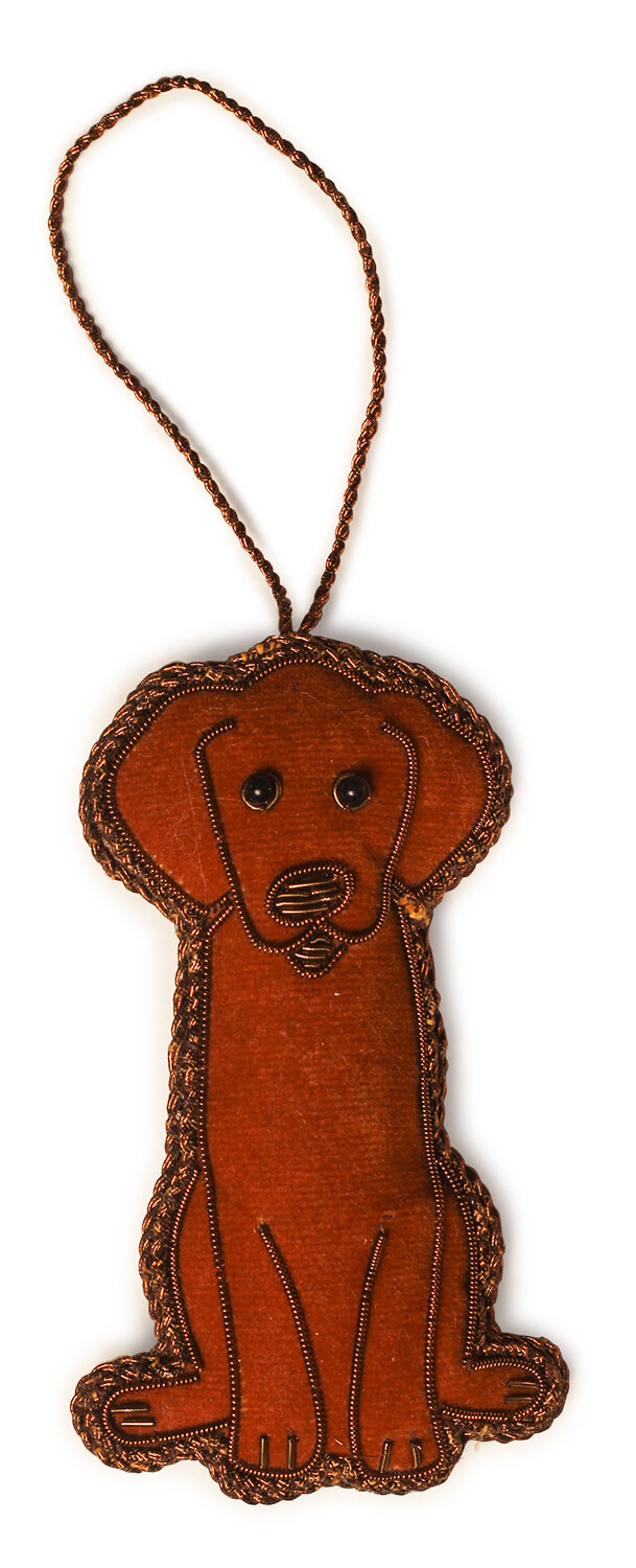 ArtistryBazaar 4.1"x 2" Dashing Brown Dachshund Zari Thread Ornament
