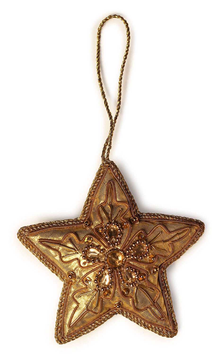 ArtistryBazaar 3"x 3" Glittering Snowflake Golden Zari Thread Star