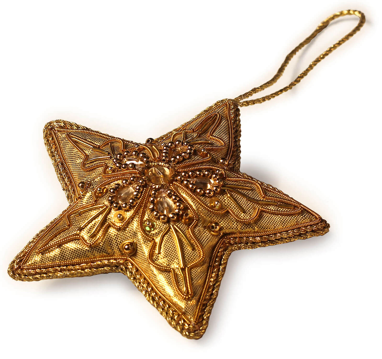 ArtistryBazaar 3"x 3" Glittering Snowflake Golden Zari Thread Star