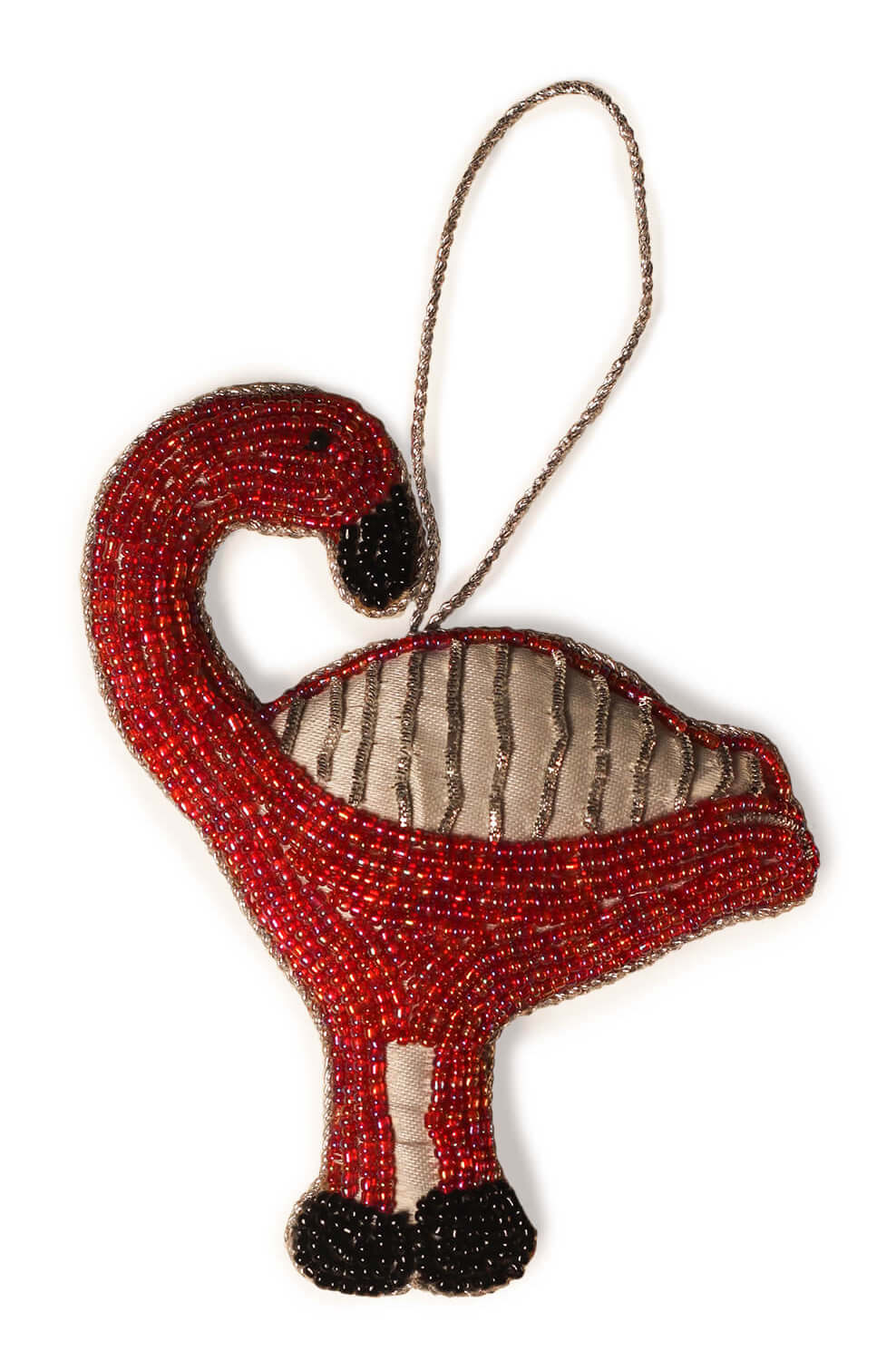 ArtistryBazaar 5"x 3" Crimson Zari Thread Crane Ornament