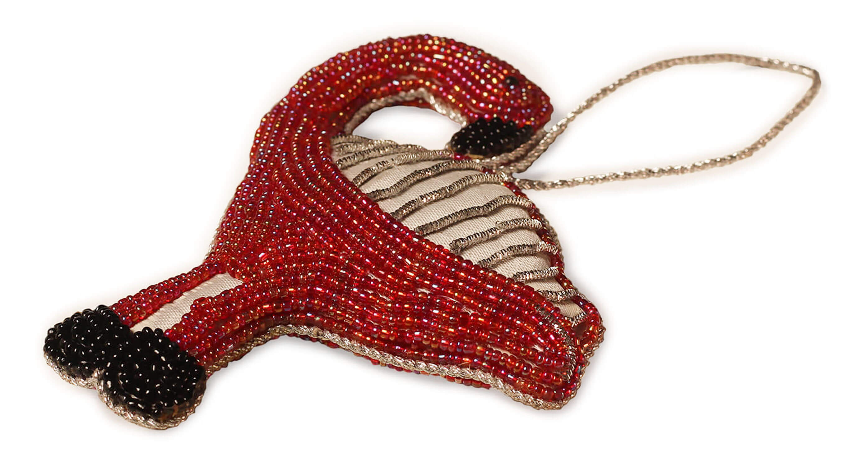 ArtistryBazaar 5"x 3" Crimson Zari Thread Crane Ornament
