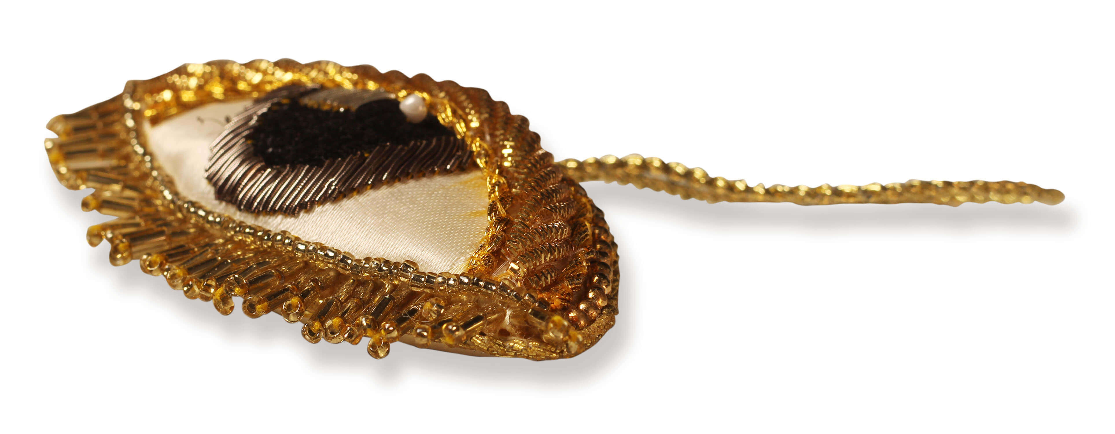 ArtistryBazaar 2"x 3.5" All-Seeing Zari Thread Golden Eye Ornament