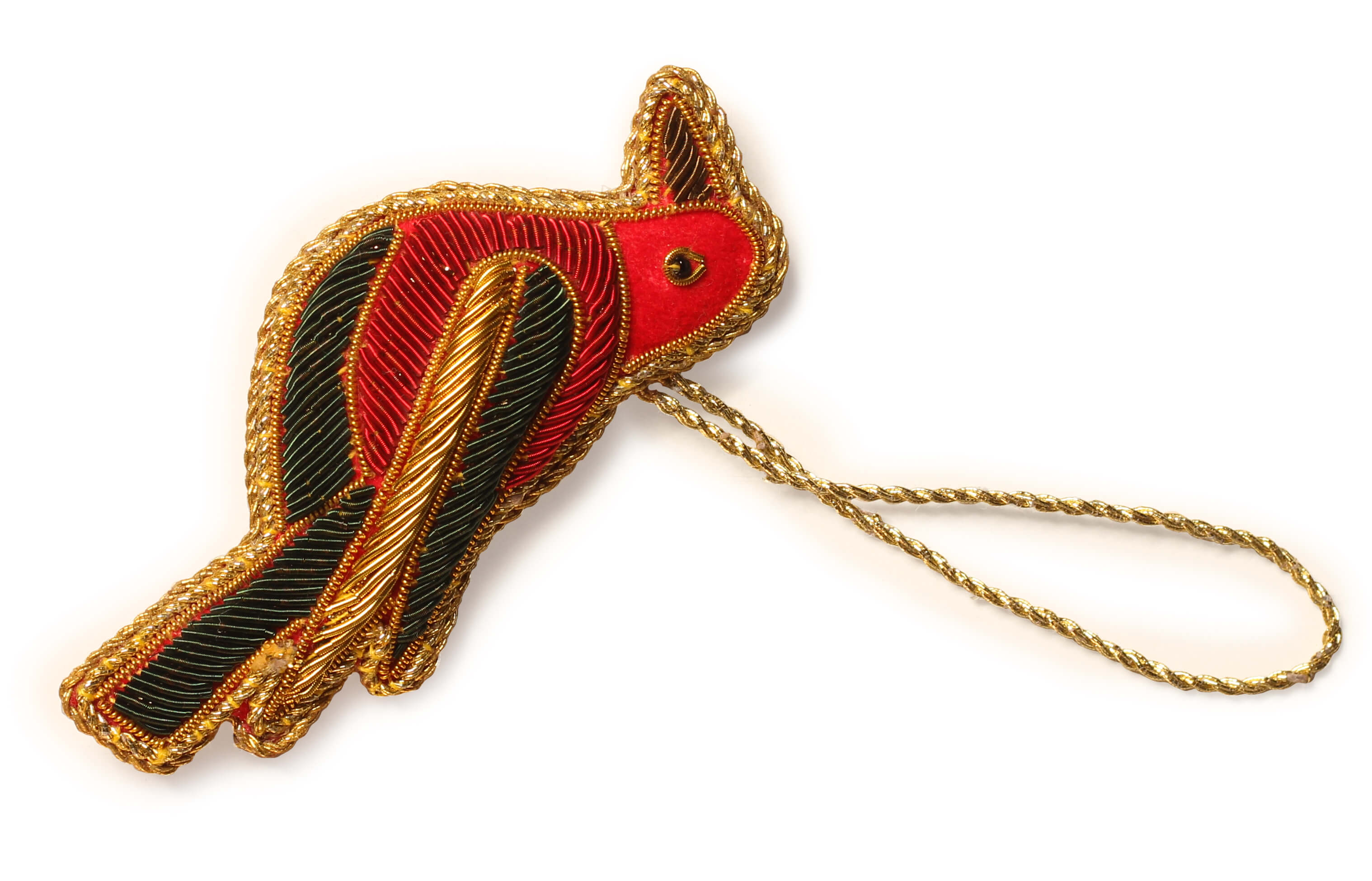 ArtistryBazaar 1.5"x 4" Vibrant Zari Thread Bird Ornament