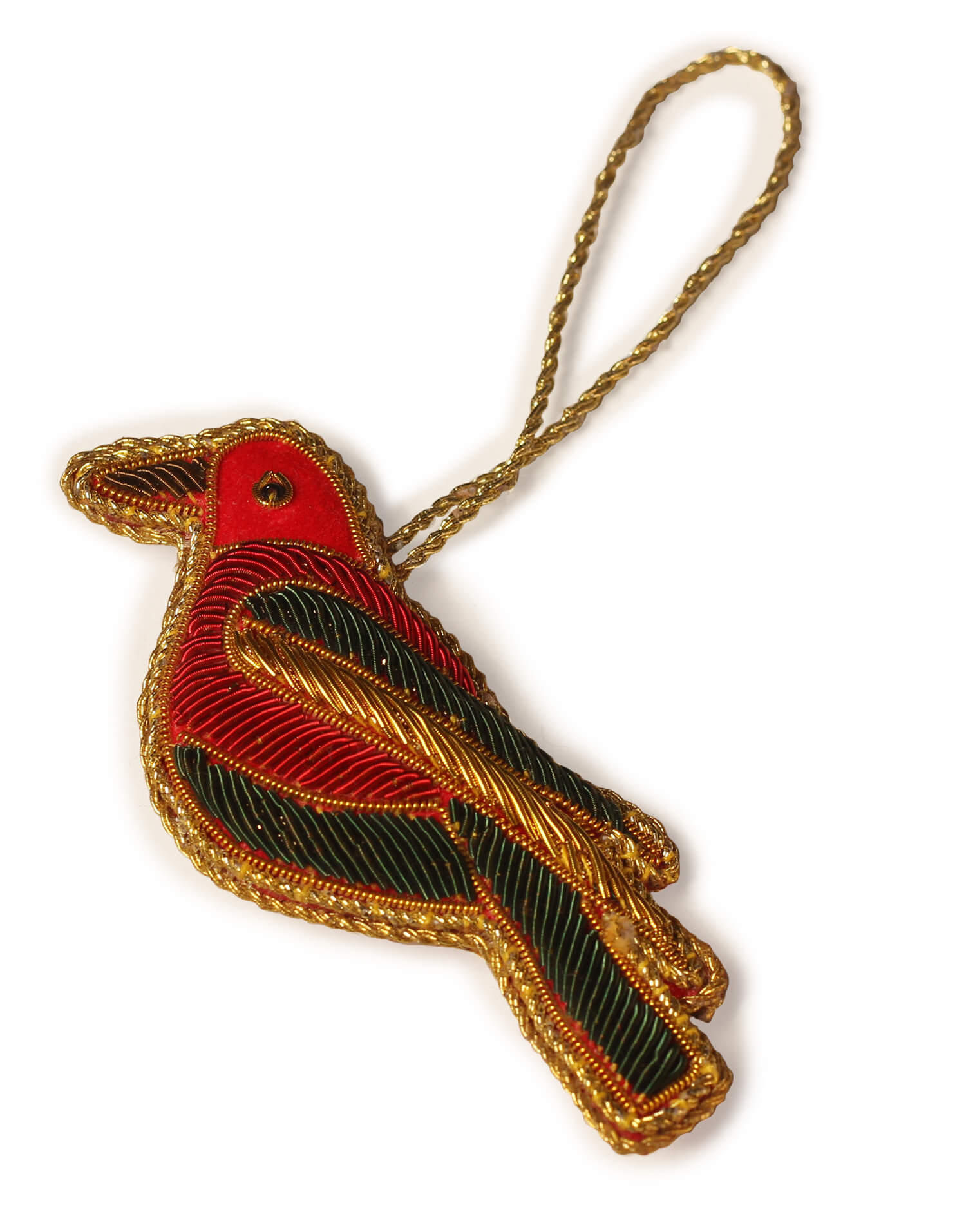 ArtistryBazaar 1.5"x 4" Vibrant Zari Thread Bird Ornament