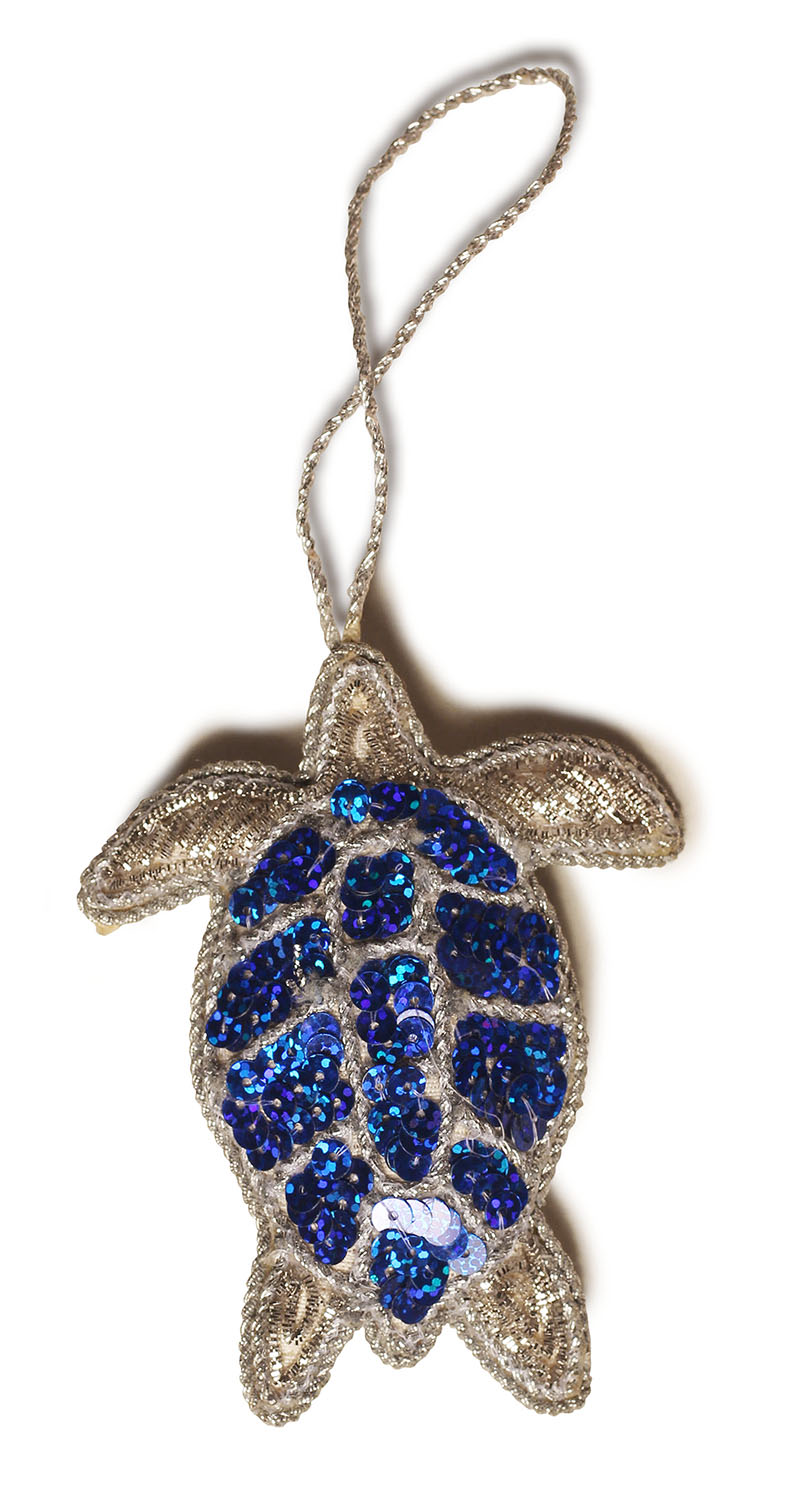 ArtistryBazaar 3.5"x 3" Sparkling Zari Thread Turtle décor