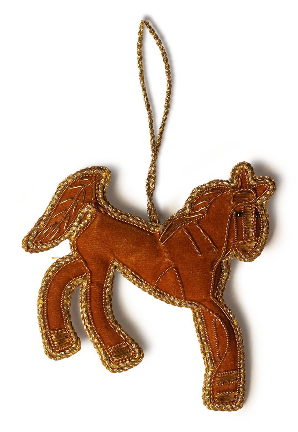 ArtistryBazaar 4"x 4" Earthy Zari Thread Horse Ornament