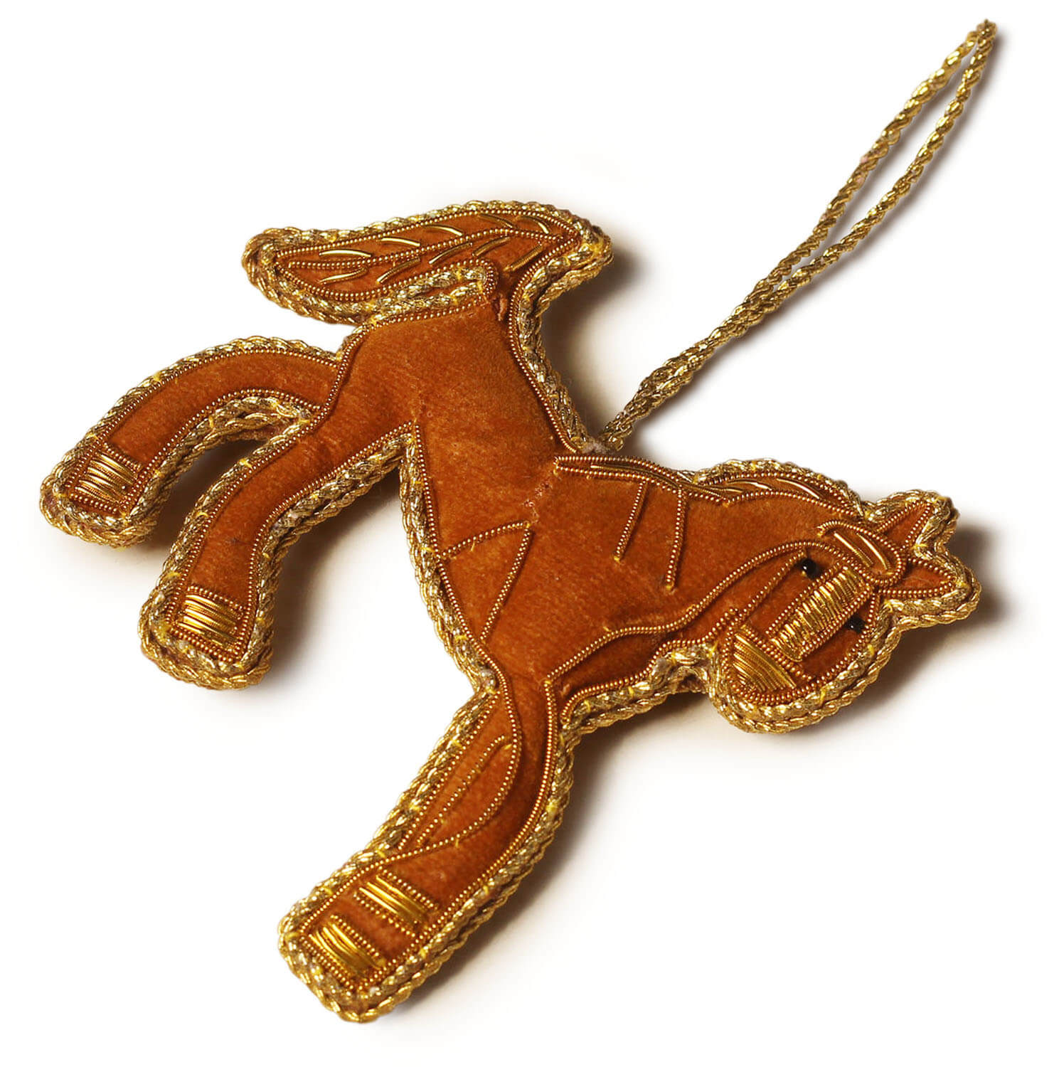 ArtistryBazaar 4"x 4" Earthy Zari Thread Horse Ornament