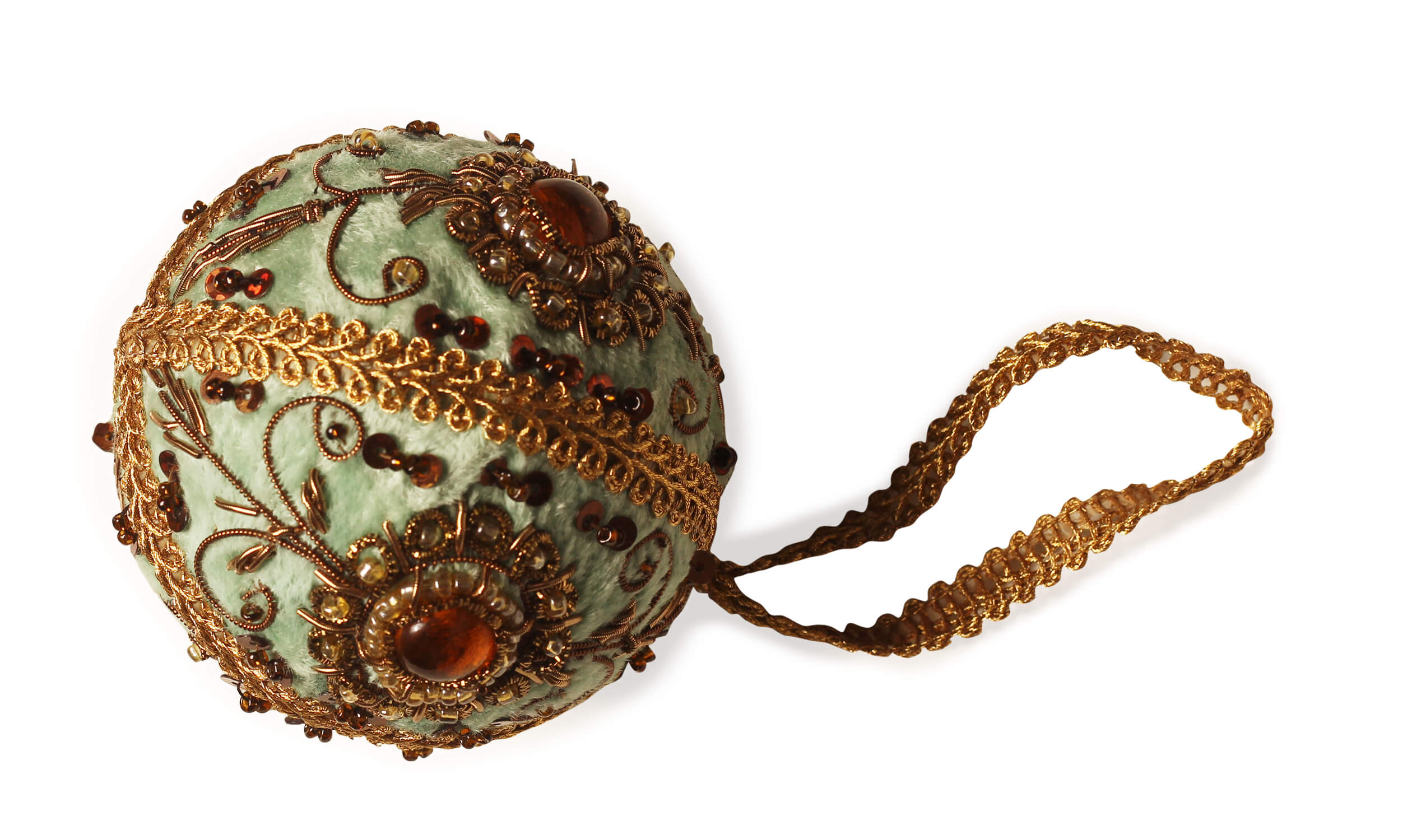 ArtistryBazaar 3.5"x 3.5" Emerald  Green Zari Thread Christmas Ball
