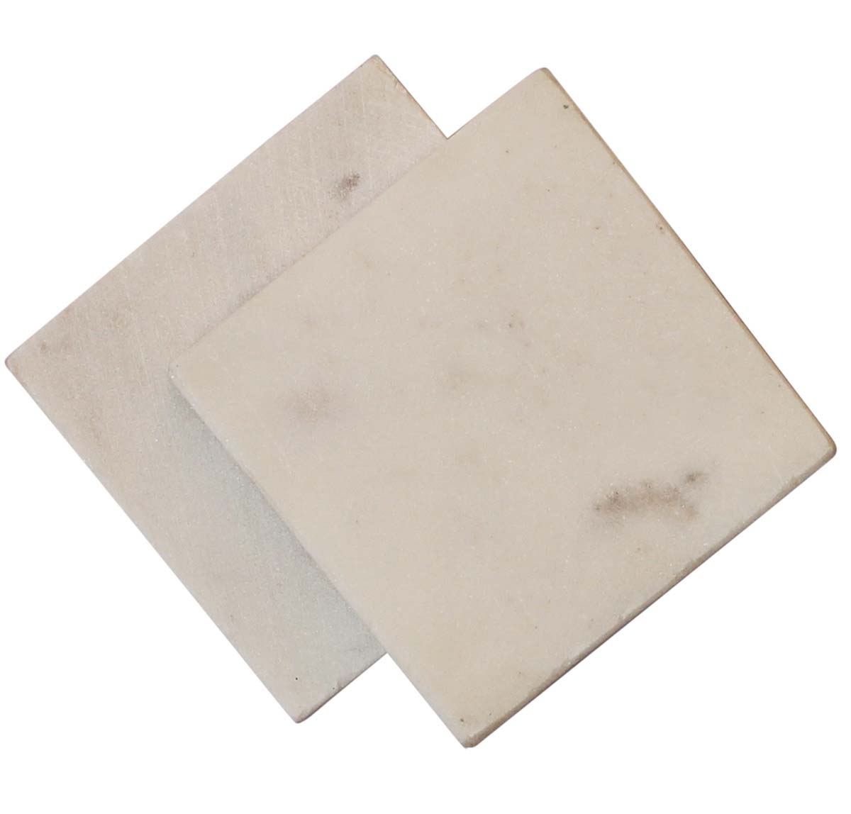 Bulk Wholesale Set of 2 Drink Coasters Handmade Square-Shaped in White Marble - Table-Top Accessories - Home Decor