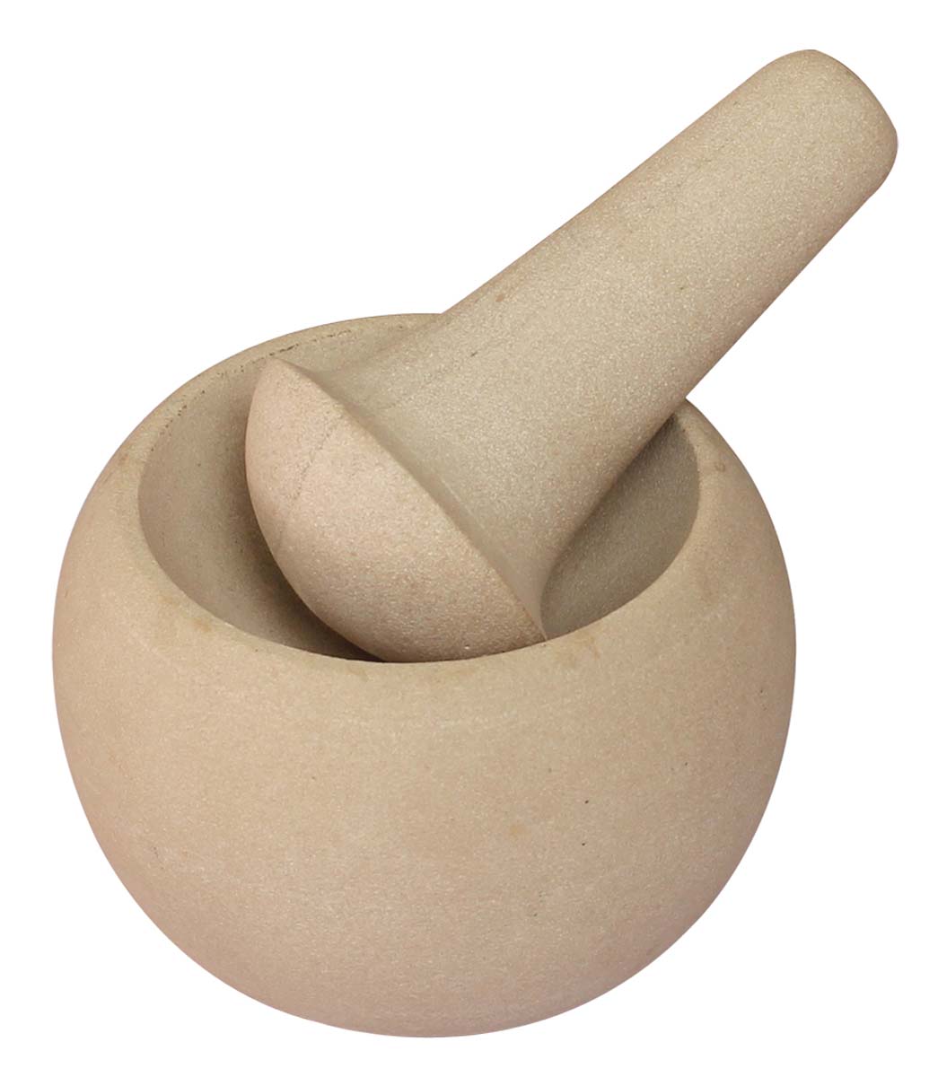 Bulk Wholesale Set of Mortar & Pestle in Beige Color – Hand-Crafted in Sandstone with Spherical Shaped Mortar – Kitchen Accessories / Essentials / Tools