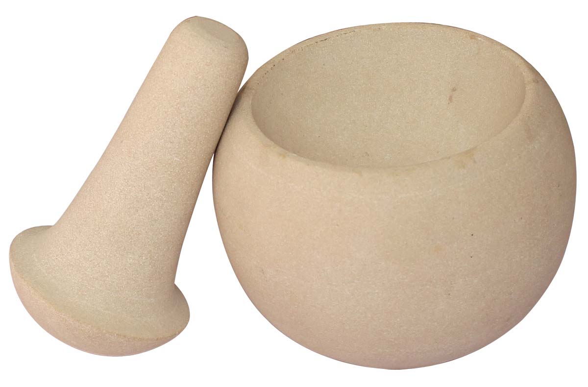 Bulk Wholesale Set of Mortar & Pestle in Beige Color – Hand-Crafted in Sandstone with Spherical Shaped Mortar – Kitchen Accessories / Essentials / Tools