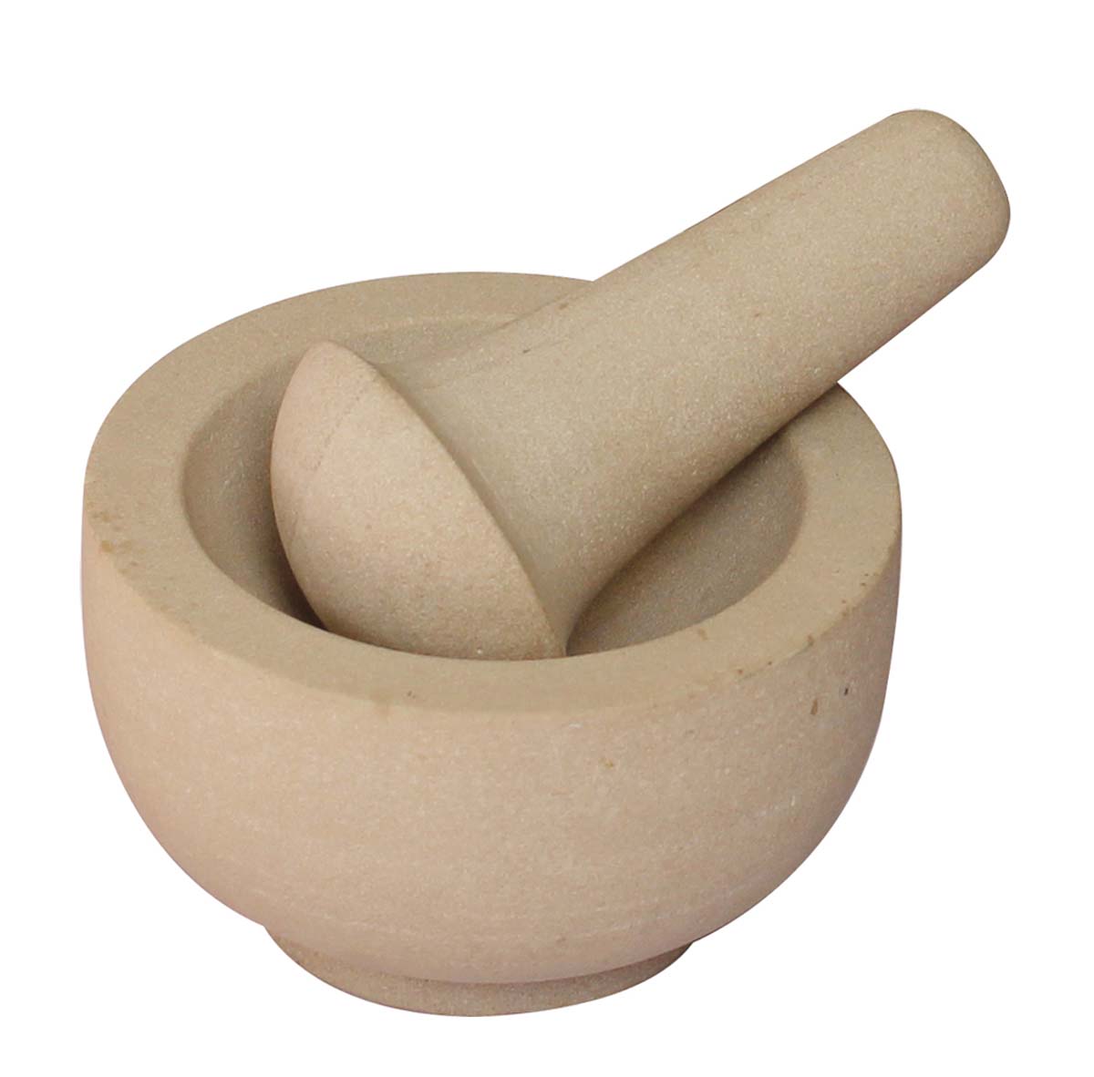 Bulk Wholesale Set of Mortar & Pestle in Beige Color – Hand-Crafted in Sandstone with U-Shaped Mortar – Kitchen Accessories / Essentials / Tools