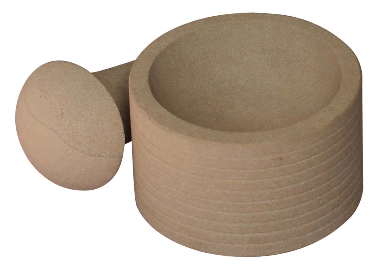 Bulk Wholesale Set of Mortar & Pestle in Beige Color – Hand-Crafted in Sandstone with Cylindrical-Shaped Mortar Designed with Ring Pattern – Kitchen Accessories / Essentials / Tools
