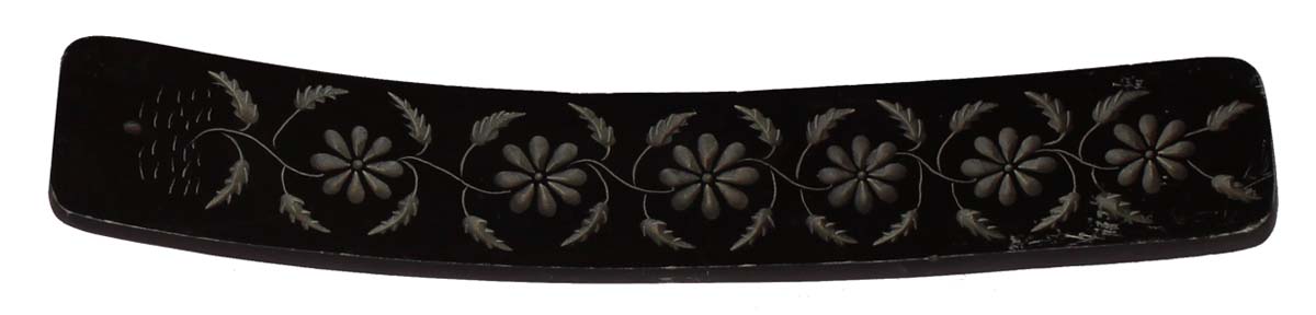 Bulk Wholesale 10” Rectangle-Shaped Incense Stick Holder in Curvy Board Design with Floral Patterns – Hand-Carved in Black Palewa Stone – Home Décor