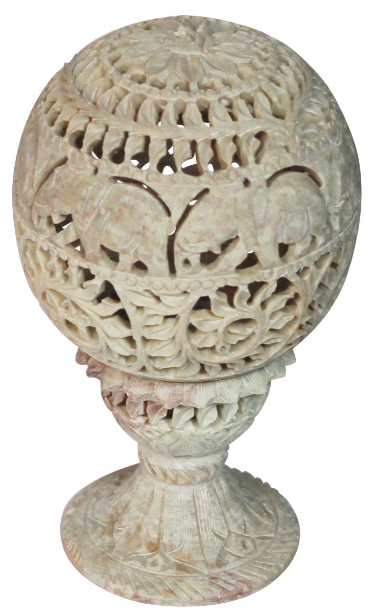 Bulk Wholesale 7.5” Pillar Shaped Tealight Candle Stand / Votive Candle Holder in Jaali Art – Handmade in Natural Soapstone – Home Décor 