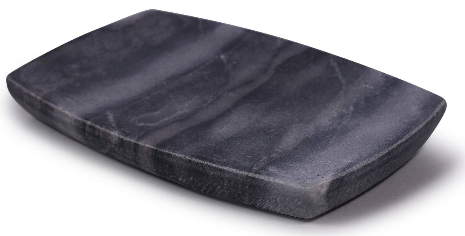 ArtistryBazaar Handcrafted Rectangular Natural Marble Soap Dish Tray Holder – Black With Unique Grey Highlights - Kitchen Sink Essentials Bathroom Countertop Accessories