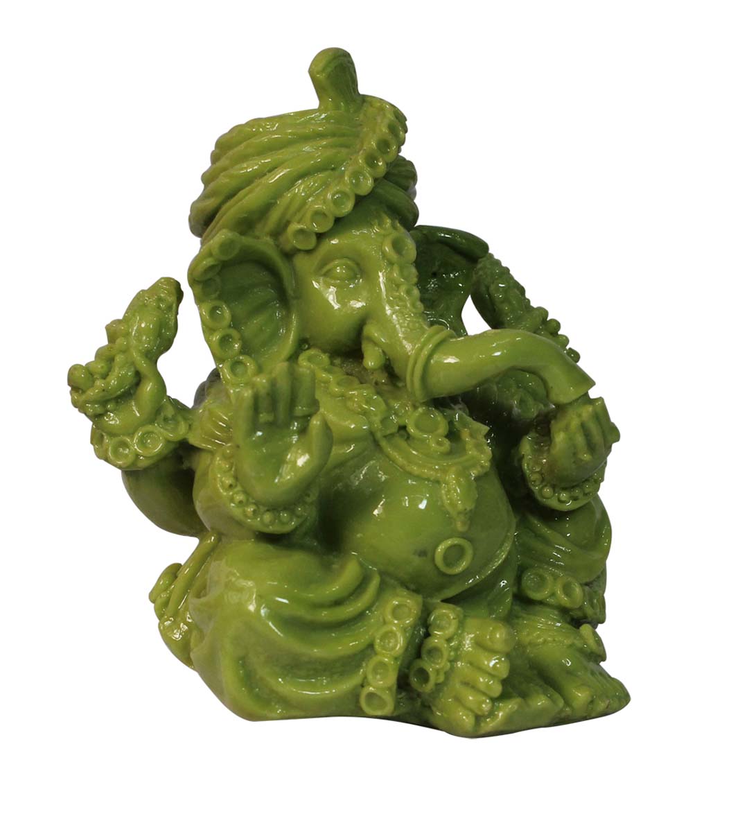 Wholesale Lord Ganesha Figurine - Buy in Bulk 6” Hand-Casted Green Resin Hindu God Ganesha Figurine/Statue - Unique Good Luck Charms Sculpture - Home & Office Decor