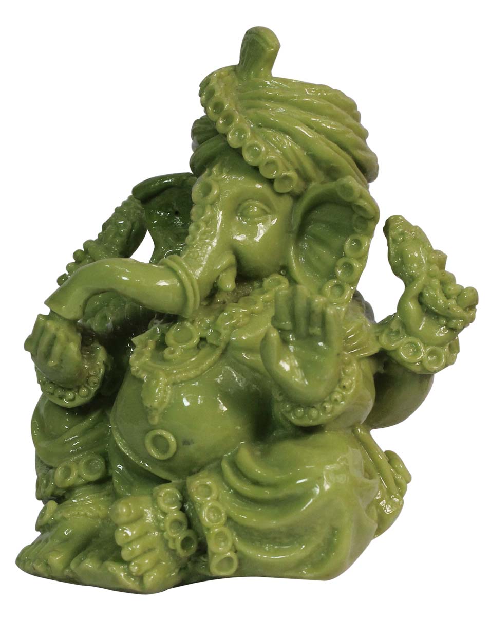 Wholesale Lord Ganesha Figurine - Buy in Bulk 6” Hand-Casted Green Resin Hindu God Ganesha Figurine/Statue - Unique Good Luck Charms Sculpture - Home & Office Decor