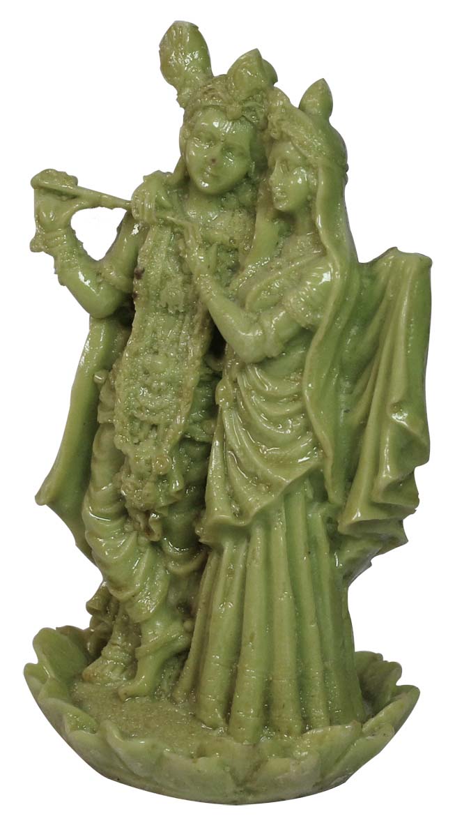 Wholesale Lord Krishna & Radha Figurine - Buy in Bulk 5” Hand Carved Green Resin Hindu God Figurine/Statue - Unique Good Luck Charms Sculpture of Hindu God & Goddess - Home & Office Decor