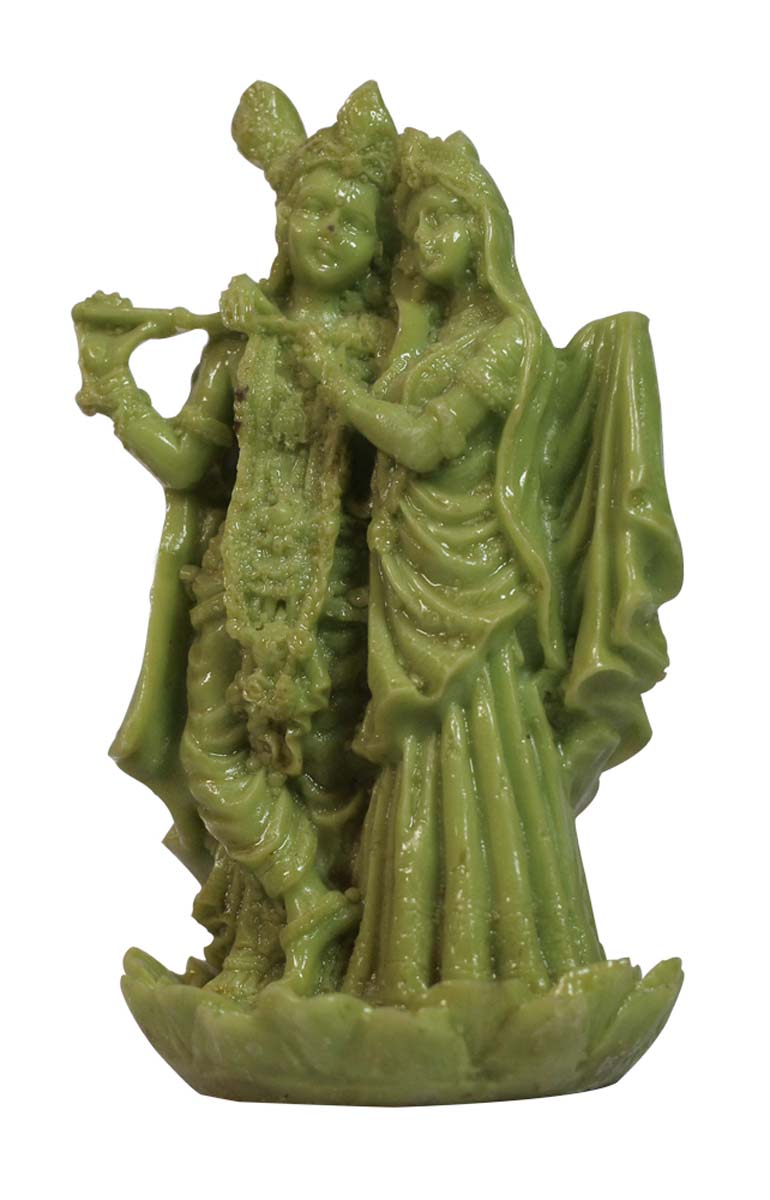 Wholesale Lord Krishna & Radha Figurine - Buy in Bulk 5” Hand Carved Green Resin Hindu God Figurine/Statue - Unique Good Luck Charms Sculpture of Hindu God & Goddess - Home & Office Decor