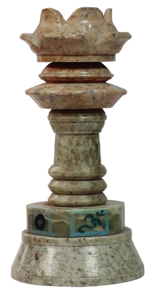 Bulk Wholesale 6” Pillar Candle Stand / Holder with a Flower Design on the Top & Om written in Blue Color – Hand-Carved in Soapstone – Mantel Decorations – Home Décor