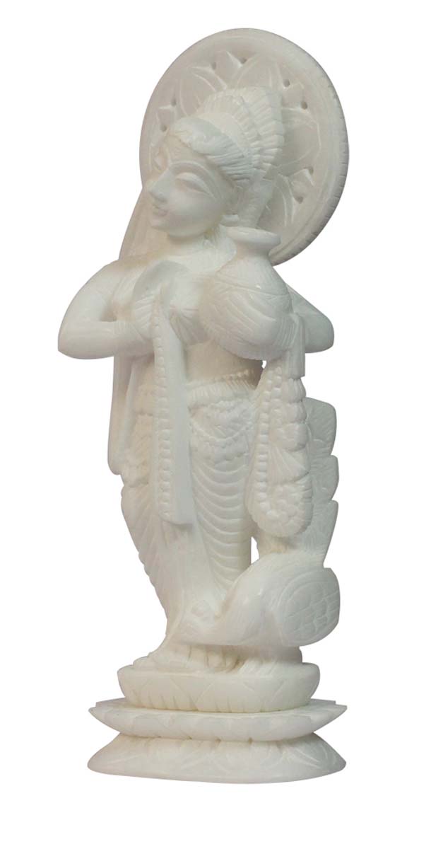 Wholesale Goddess Radha Figurine - Buy in Bulk 12” Hand Carved White Marble Hindu Goddess Figurine/Statue - Unique Good Luck Charms Sculpture of Hindu God & Goddess - Religious Home & Office Decor