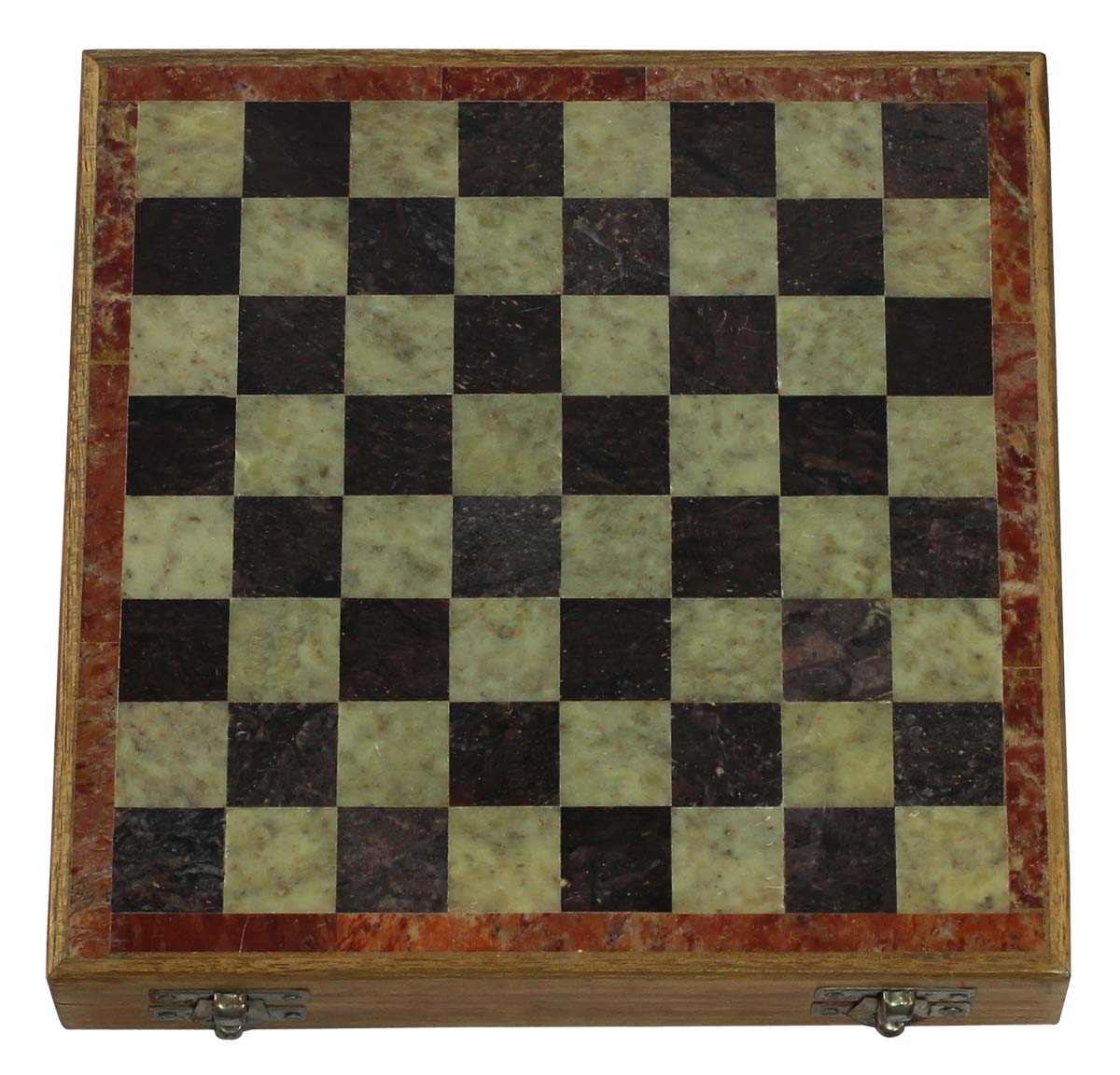 Wholesale 8x8” Square Antique-Look Chess Board & Chessmen Set with Storage Box for Chessmen - Bulk Buy Handmade Marble & Wood Chess Set - Travel Games from India
